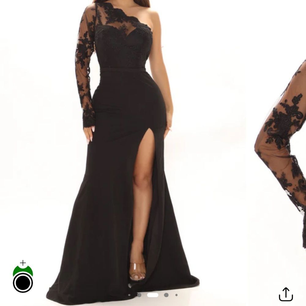 Fashion Nova Black One-Shoulder Lace Dress
